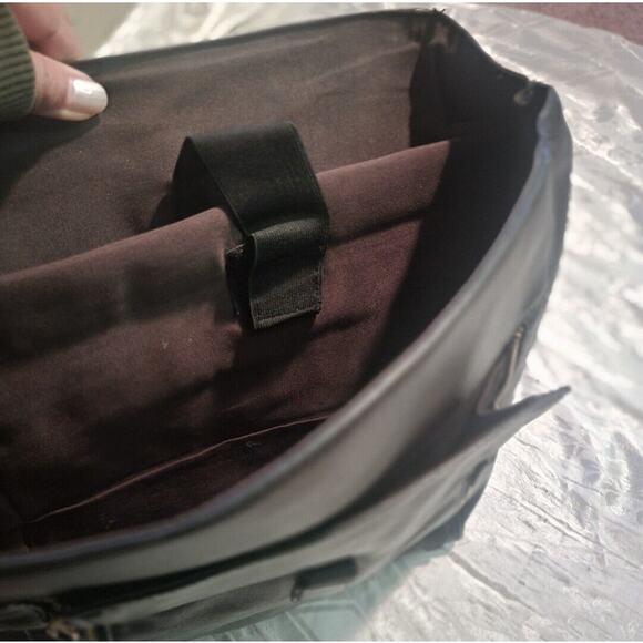 Vegan Leather Laptop Backpack - Black for Office Smart Casual Zipper - Picture 3 of 4